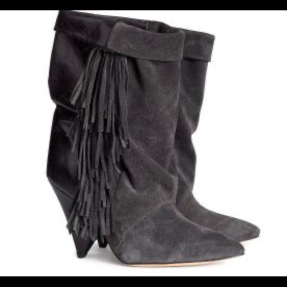 isabel marant white fringe boots